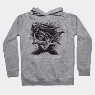 Rocker Skeleton Playing Electric Guitar Hoodie